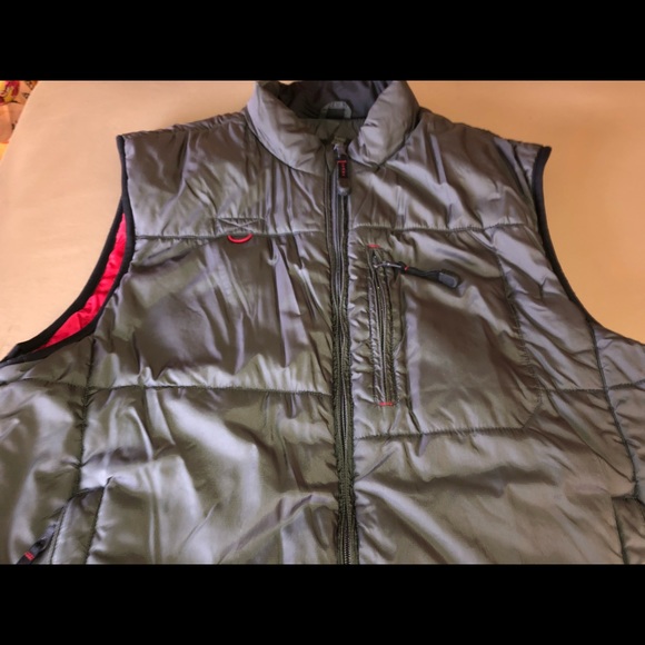 Eddie Bauer Men’s Ebtek Primaloft Charcoal Grey & Red Quilted Vest sz Tall Lg - Picture 2 of 15